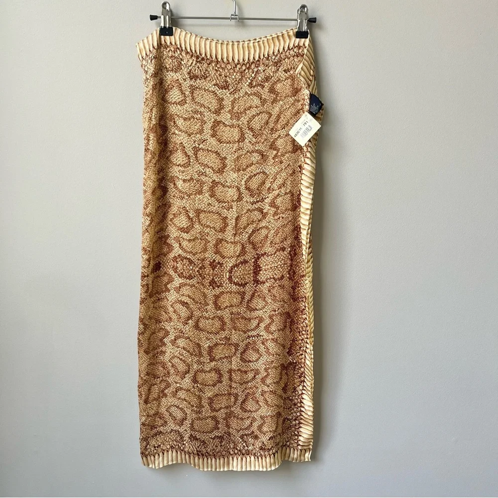 Vintage Ralph Lauren 100% Silk Scarf Animal Print Japan Preppy Classic 90s Camel - Picture 2 of 12